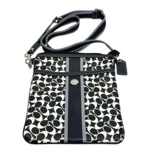 Coach Signature Leather Crossbody Bag With Adjustable Strap